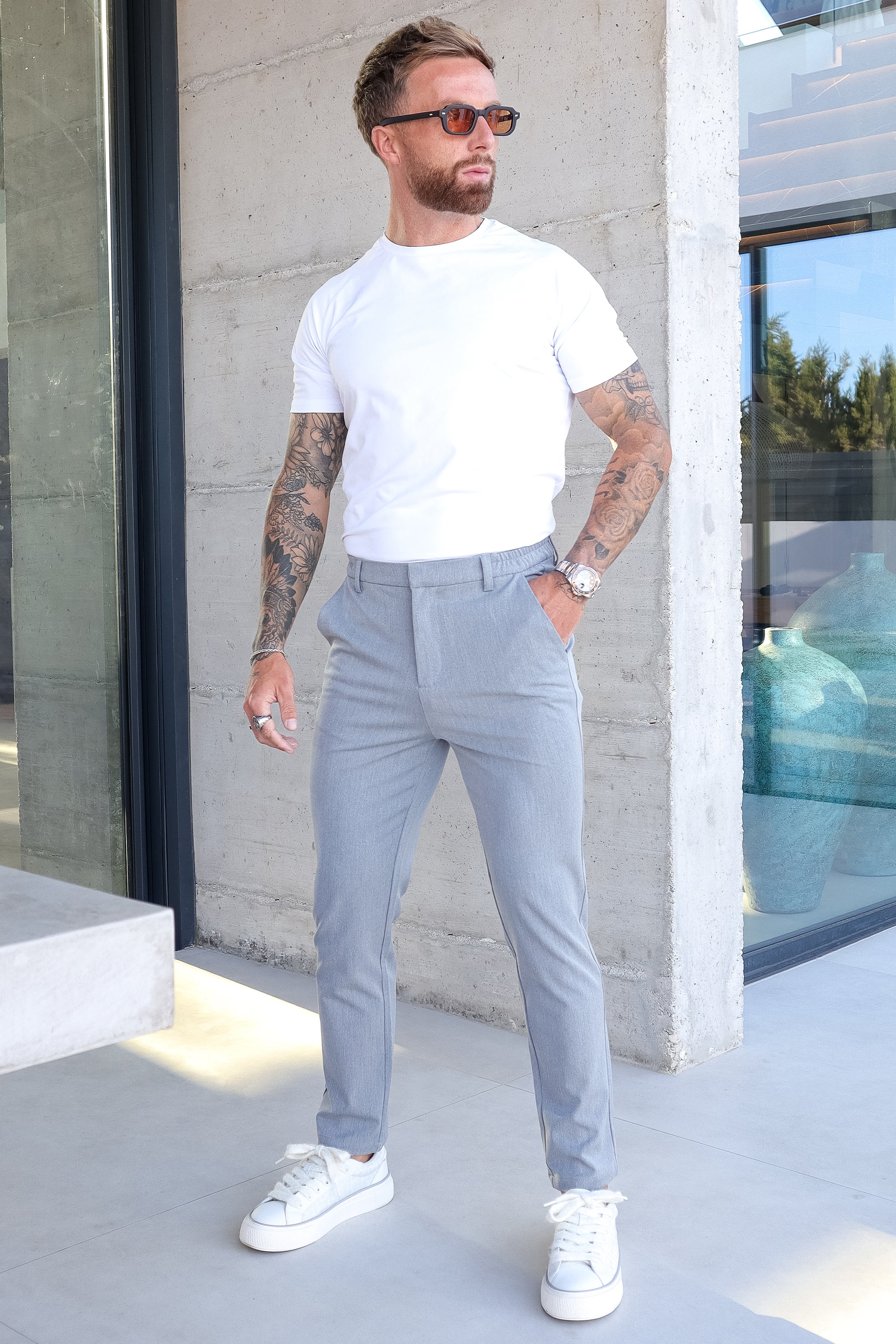 Calça Social Masculina De Santis Forth Cinza