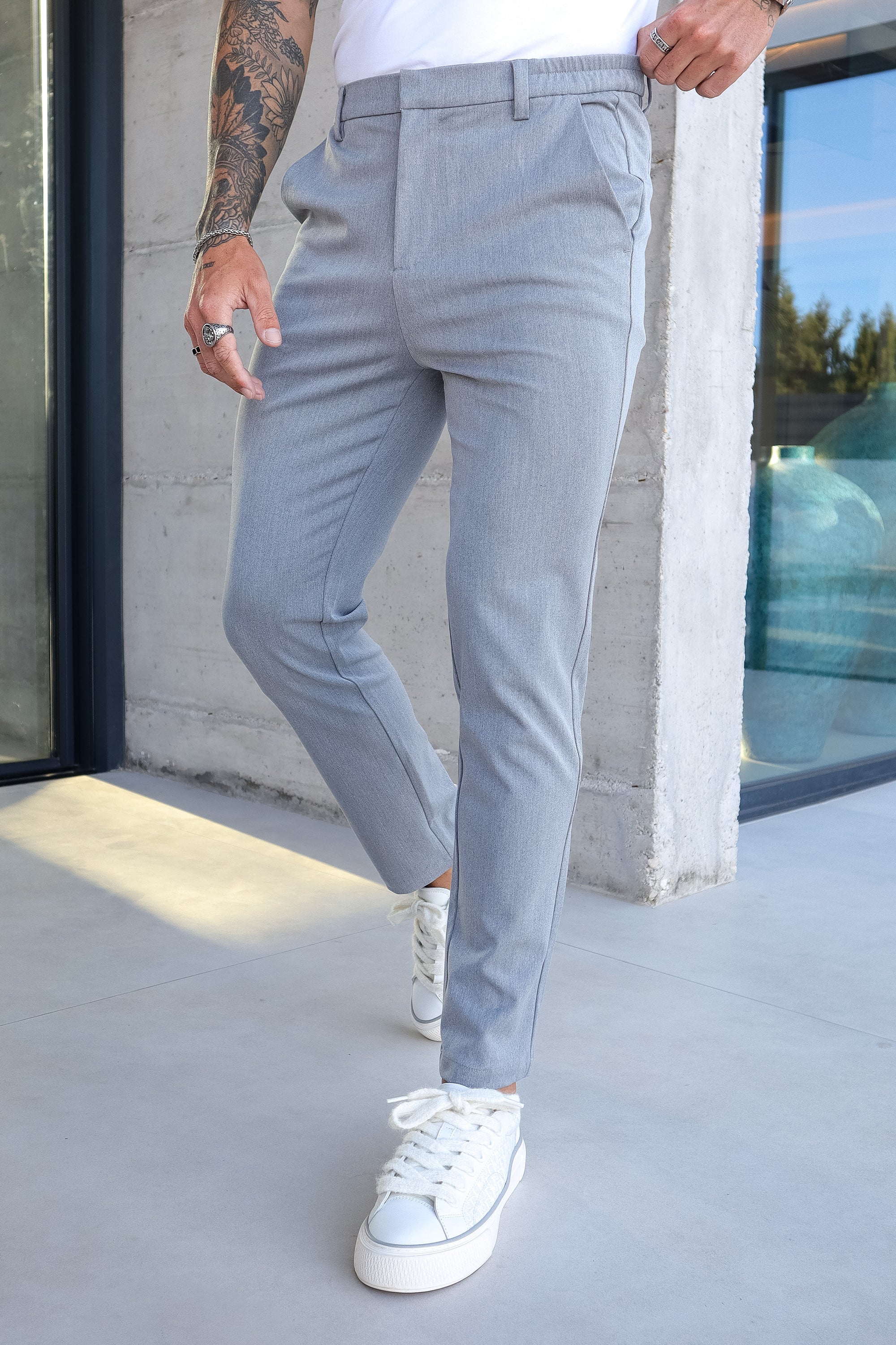 Calça Social Masculina De Santis Forth Cinza